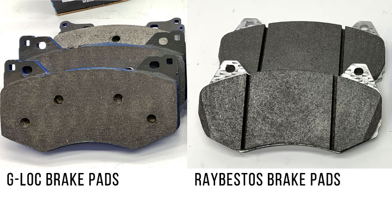 The aftermarket pads have more friction material due to lack of chamfer and sensor notches.