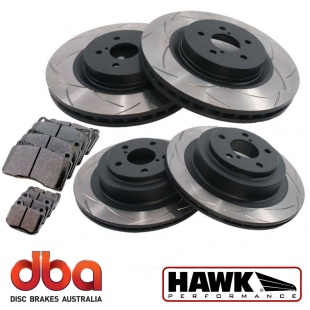 DBA T2 Street Series Slotted Brake Rotors and Hawk Performance Ceramic Brake Pads