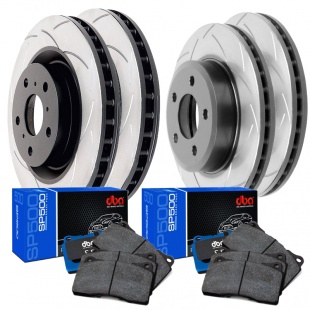 DBA T2 Street Series Slotted Brake Rotors and DBA SP Street Performance Brake Pads