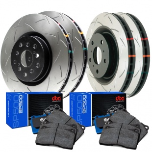 DBA T3 5000 Replacement Rotor Rings and T3 4000 Rotors with Hawk HPS High Performance Brake Pads
