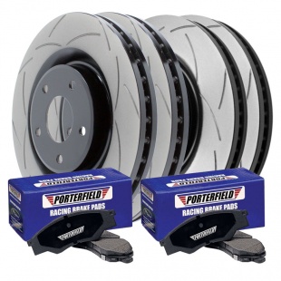 DBA T2 Street Series Slotted Brake Rotors and Porterfield R4-S Street Brake Pads
