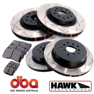 DBA T3 4000 Series Slotted Brake Rotors and Hawk HPS 5.0 Brake Pads